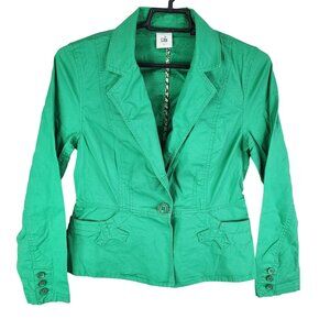 Womens Green Cabi Single Button Blazer Jacket Cotton Blend Size S